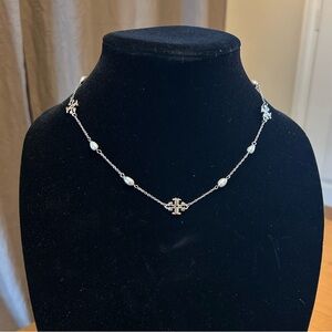 Tory Burch Silver Kira Pearl Necklace